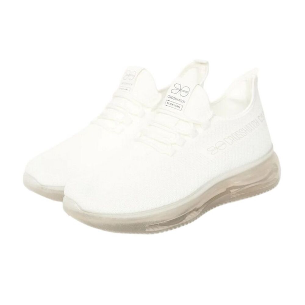 Crosshatch Mens Matfen Flyknit Sneakers / White